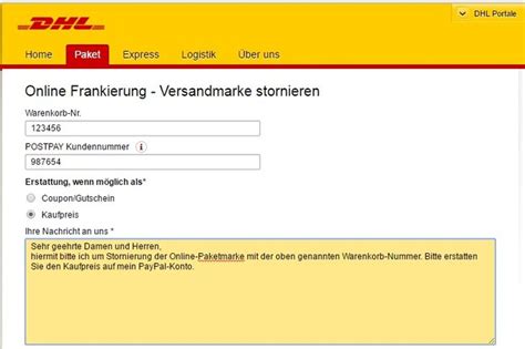 dhl online franken stornieren.